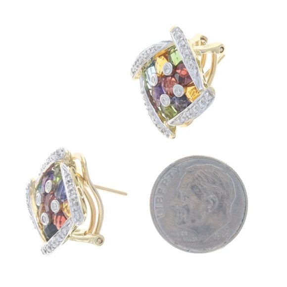 Bellarri Citrine Iolite Stud Earrings Yellow Gold 18k .24ctw Pierced/Non-Pierced - Picture 4 of 6